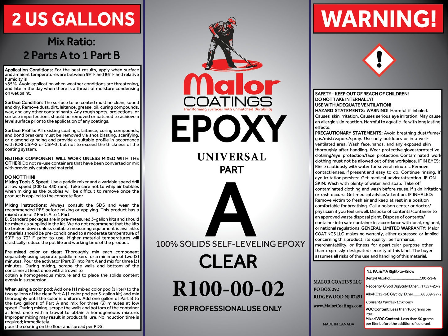 3 Gal. 100% Solids Epoxy Kit - Clear