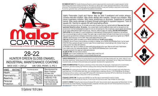 5 Gallon Alkyd Gloss Green industrial coating